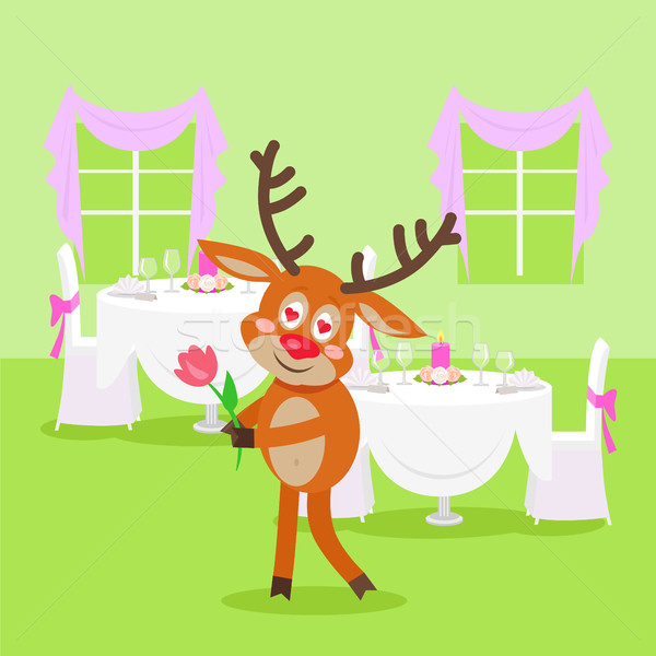 Deer Lover Isolated in Restaurant on Background Stock photo © robuart