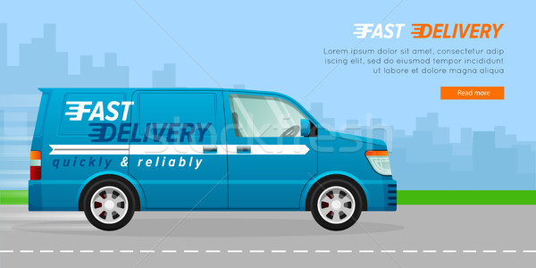Blue Delivery Van on the Road in City. Fast Truck. Stock photo © robuart