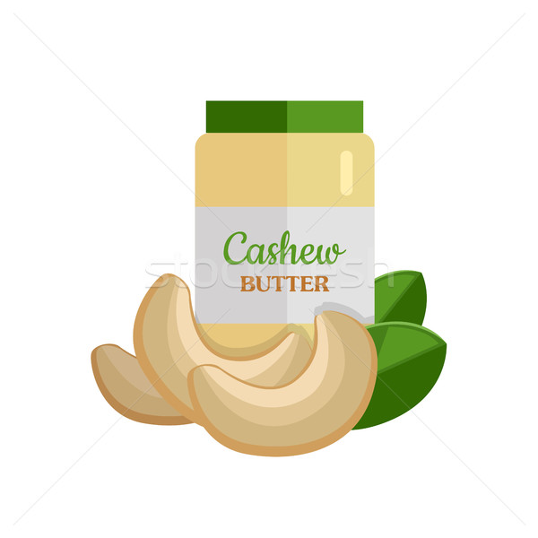 Kaschunuss Butter Design Nüsse Vektor gesunde Lebensmittel Stock foto © robuart