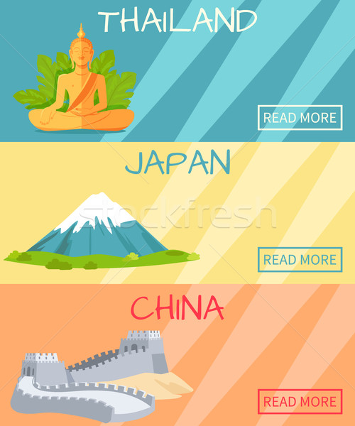 Thailand Japan China Web Banner with Elements Stock photo © robuart