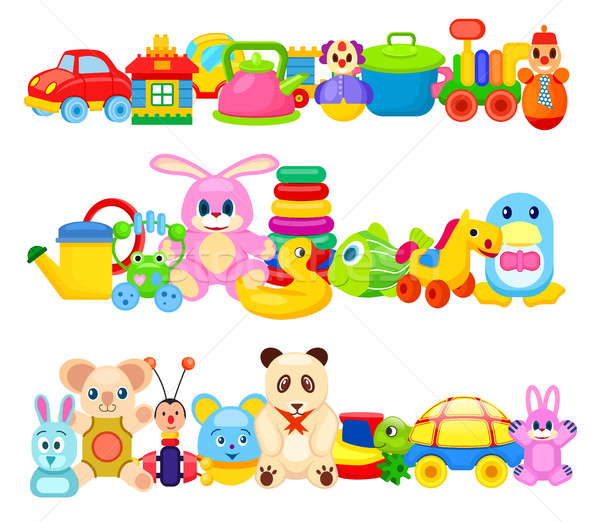 Set of Funny Children Toys on White Background Stock photo © robuart