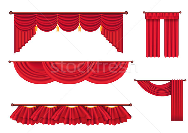 Wide Red Drapes and Lambrequins Vector Set Stock photo © robuart