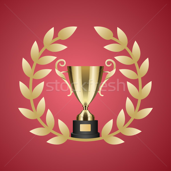 Or trophée tasse laurier couronne illustration [[stock_photo]] © robuart