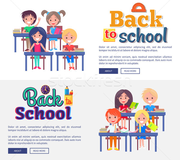 Back to School Collection of Posters on White Stock photo © robuart