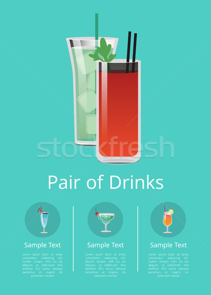 Pair of Drinks Promo Poster Cocktails Icon Text Stock photo © robuart