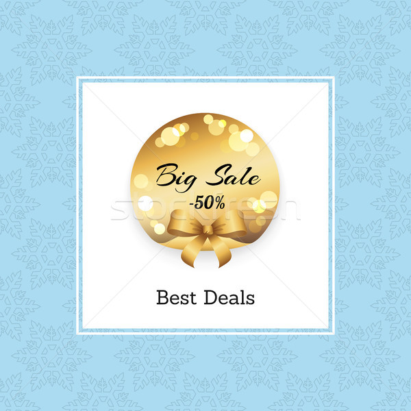 Best Deals Big Sale -50 Off Golden Round Label Stock photo © robuart