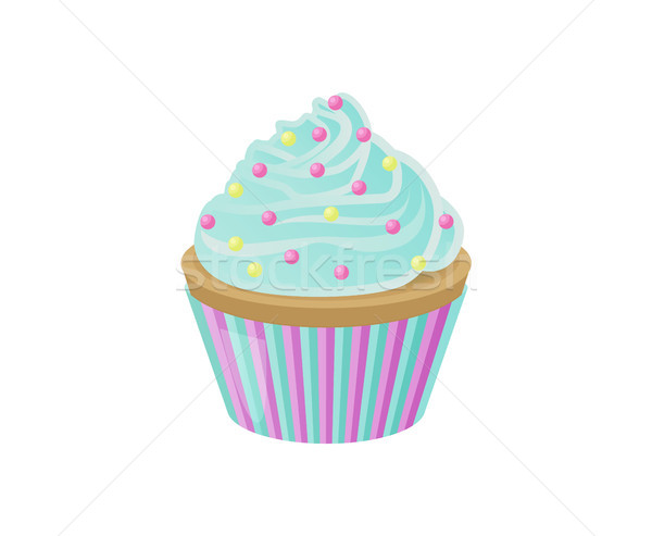 Cupcake with Blue Cream and Bright Round Sprinkles Stock photo © robuart
