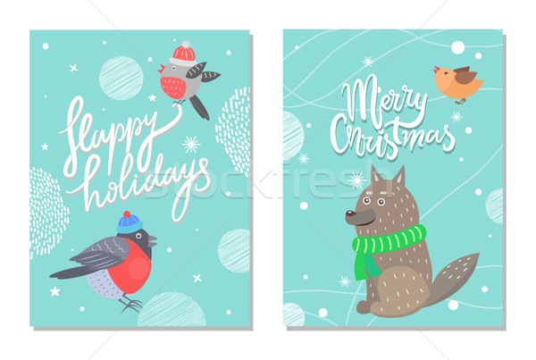 Merry Christmas and Happy Holidays 70s Postcard Stock photo © robuart