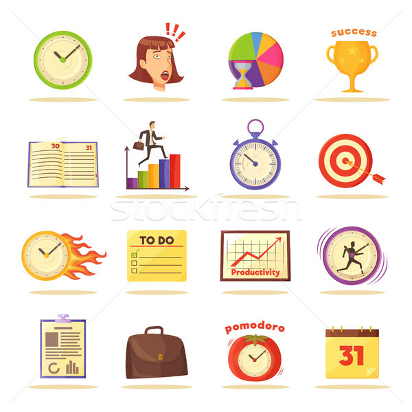 Time Management Themed Isolated Illustrations Set Stock photo © robuart