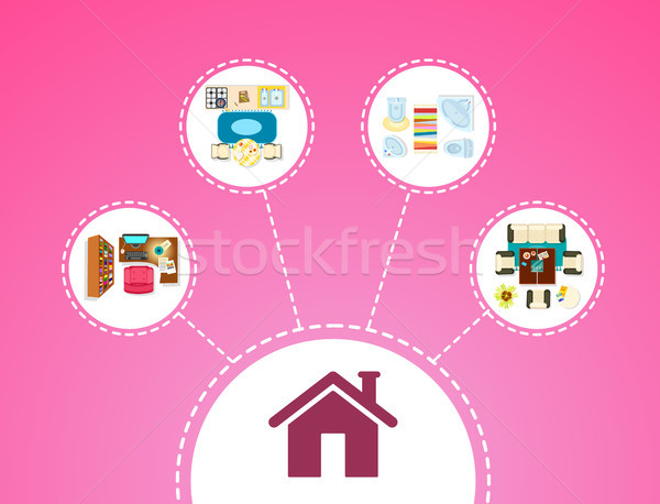 Big House Icon and Rooms on Vector Illustration Stock photo © robuart