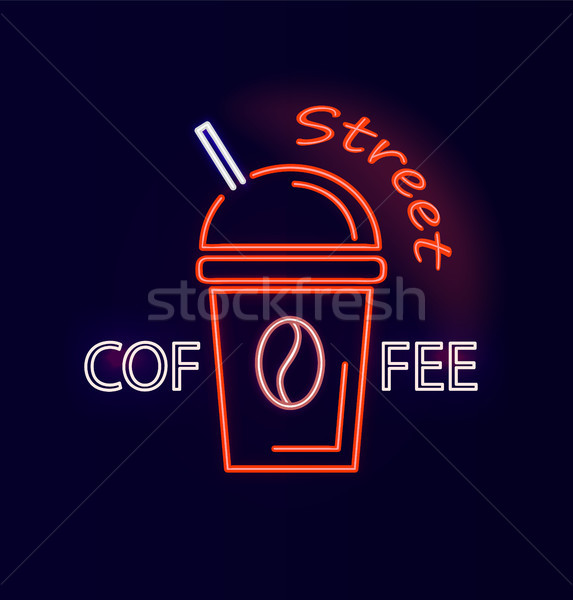Ulicy kawy neon plakat nagłówek obraz Zdjęcia stock © robuart