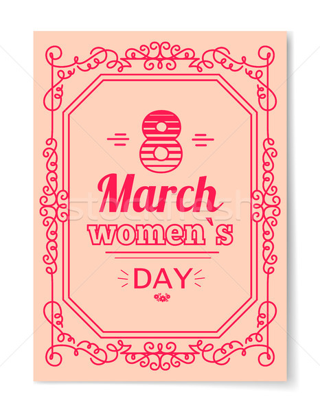 8 March Womens Day Best Wish Postcard Swirly Frame Stock photo © robuart