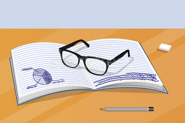 Glasses and Notebook with Data Vector Illustration Stock photo © robuart