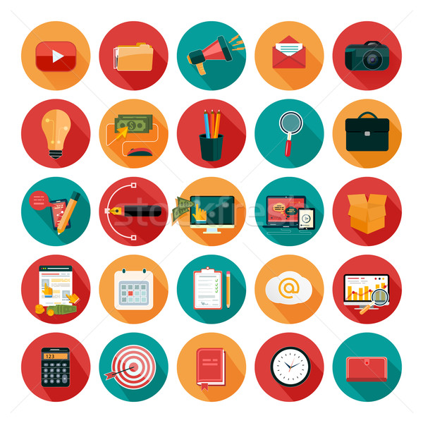 Stock photo: Web design objects, business, office and marketing items icons.