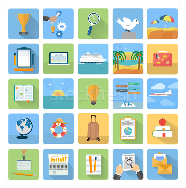 Icons set of traveling and planning a summer vacation Stock photo © robuart