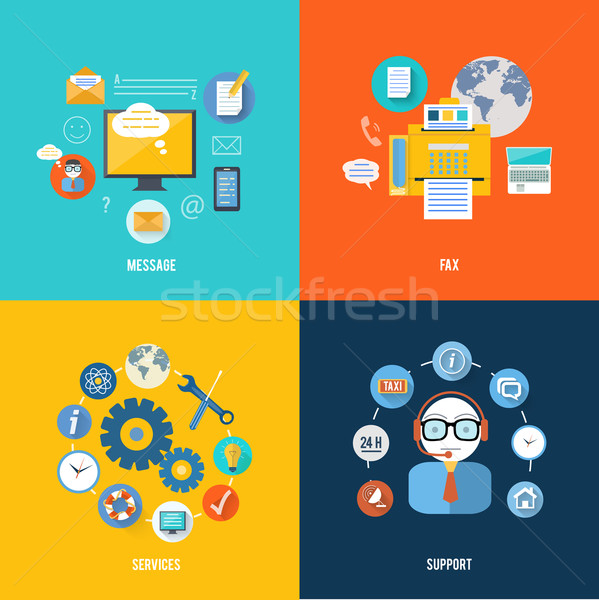 Message, fax, social network and support icons Stock photo © robuart
