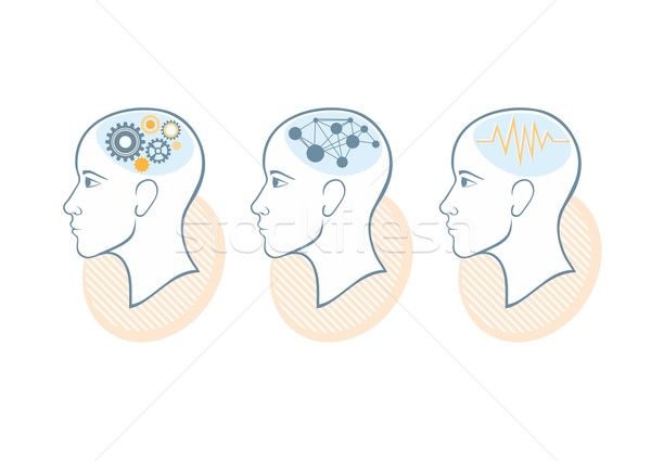 Silhouette of head, brain, and pulses Stock photo © robuart