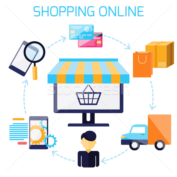 Infografica shopping online passi shopping internet mercato Foto d'archivio © robuart