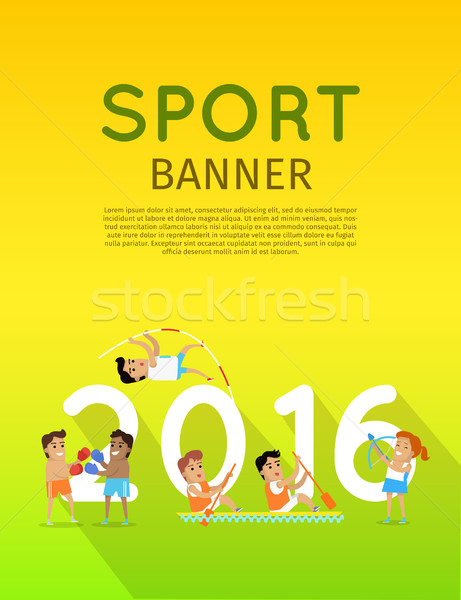 Sport Banner 2016 Boxen Kanu Rudern Stock foto © robuart
