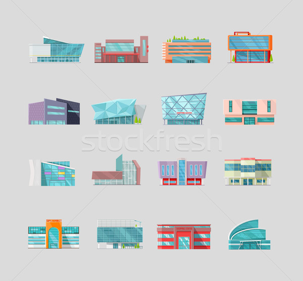 Flat Style Commercial Buildings Collection. Stock photo © robuart