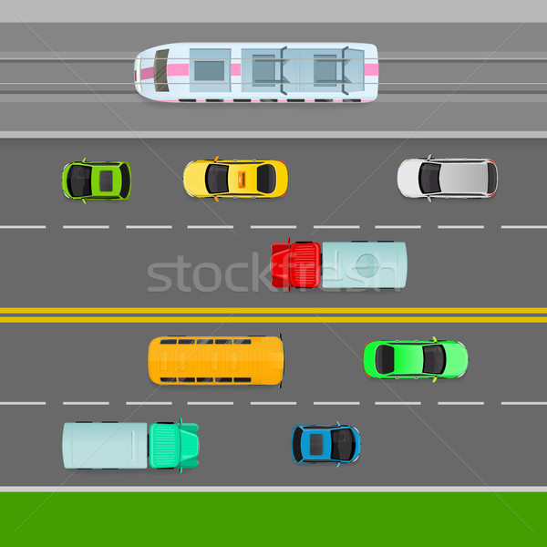 Traffic Flows on Left Side of Road. Two Way Lane. Stock photo © robuart