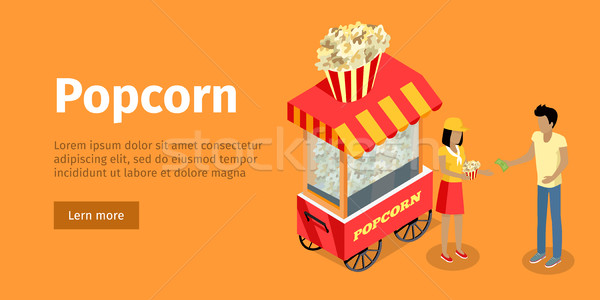 Popcorn Conceptual Isometric Vector Web Banner Stock photo © robuart