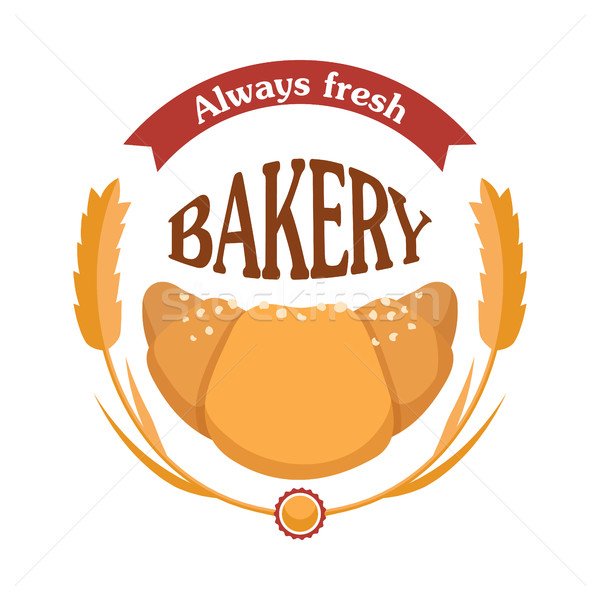 Stock photo: Always Fresh Bakery. Croissant Icon with Wheats