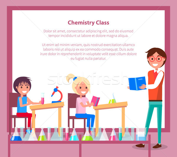 Chemistry Class Banner with Teacher, Students Sitting Stock photo © robuart