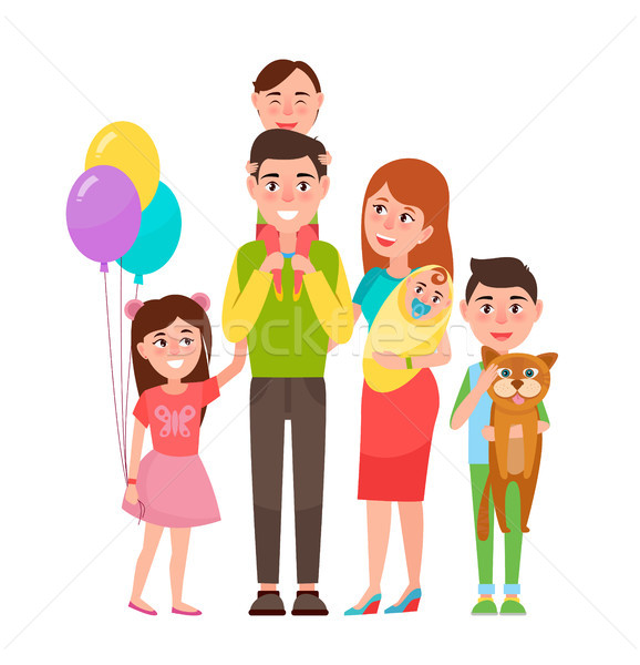 Happy Extended Family Icon Vector Illustration Stock photo © robuart