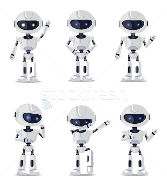 Sechs ziemlich Maschinen isoliert weiß Hintergrund Stock foto © robuart