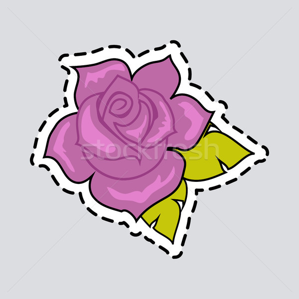 Violet Rose with Green Leaves. Cut it out. Patch Stock photo © robuart