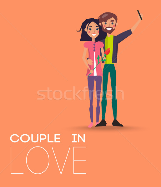 Couple in Love Making Selfie on Smartphone, Pair Stock photo © robuart