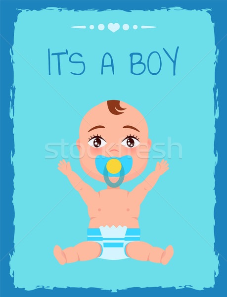 Menino Cartaz Crianca Fralda Chupeta Ilustracao De Vetor C Robuart 9158327 Stockfresh