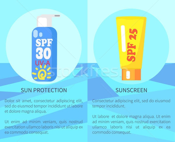 Set of Sun Protection and Sunscreen Posters Stock photo © robuart