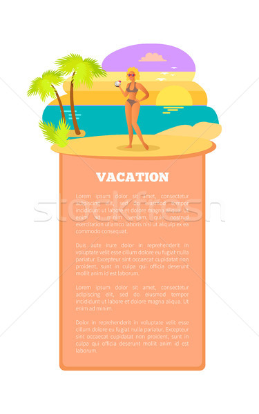 Vacation Hot Summer Poster Tropical Beach Woman Stock photo © robuart