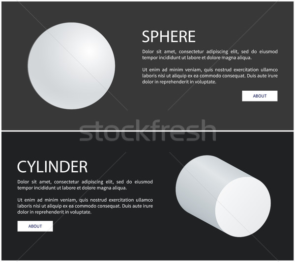Sphere Round Geometric 3D Shape and Cylinder White Stock photo © robuart