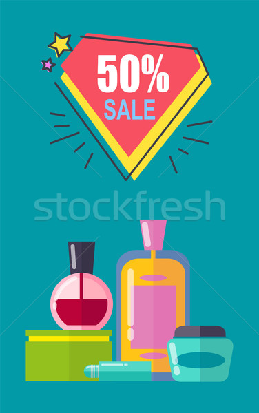 Sale -50 Off Cosmetics Set Vector Illustration Stock photo © robuart