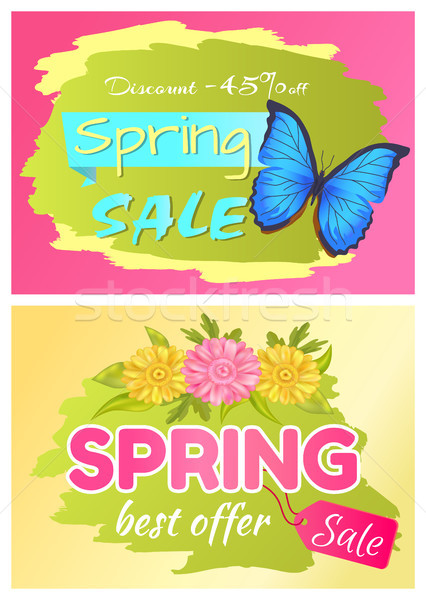 Discount 45 Off Set Posters Bbutterfly and Flower Stock photo © robuart