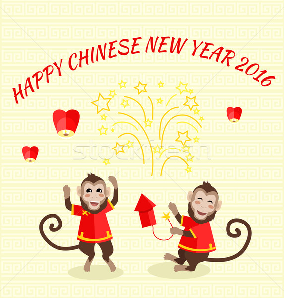 Stock photo: New Year Background with Monkey