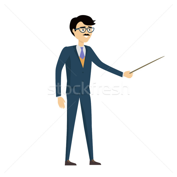 Stock photo: School Teacher with Pointer Vector in Flat Design.