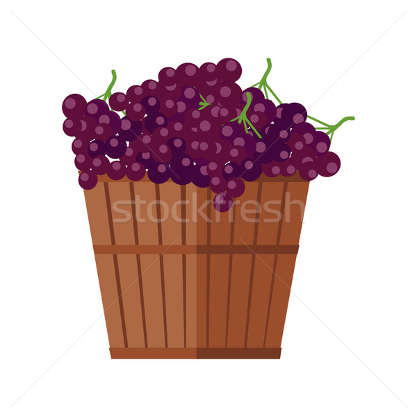 Wooden Basket with Grapes. Red Wine. Stock photo © robuart