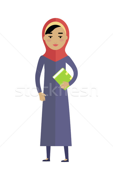 Young Arabian Woman with Book Isolated on White Stock photo © robuart