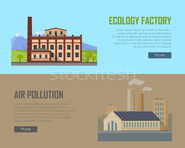 Ecología fábrica aire contaminación planta banners Foto stock © robuart