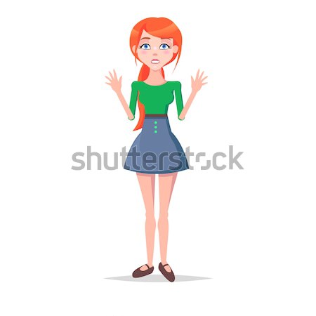 Scared Young Woman Cartoon Flat Vector Character Stock photo © robuart