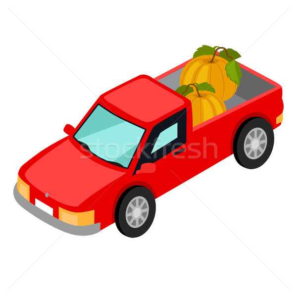 Red Van Pick-up Truck with Pumpkins Isolated Stock photo © robuart