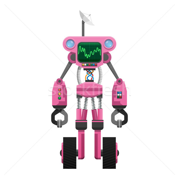 Różowy robot satelitarnej fala dźwiękowa wskaźnik kolorowy Zdjęcia stock © robuart