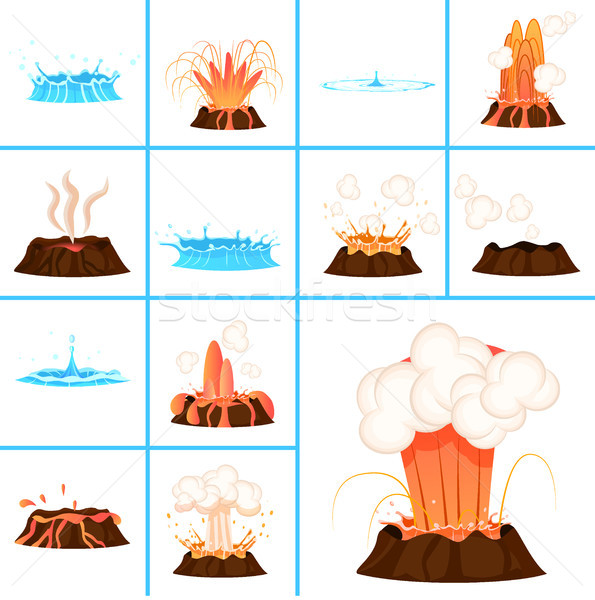 Hot Lava and Clear Water Splashes Illustrations Stock photo © robuart