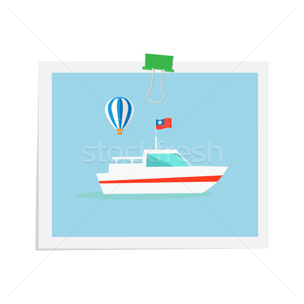 Ship on Isolated Image Attached by Green Binder Stock photo © robuart