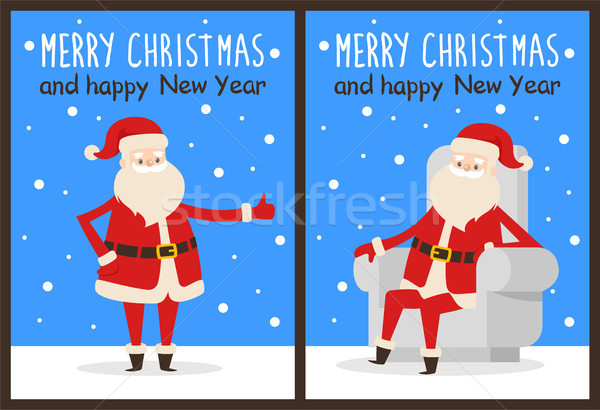 Stock photo: Merry Christmas Thumb Up, Vector Illustration