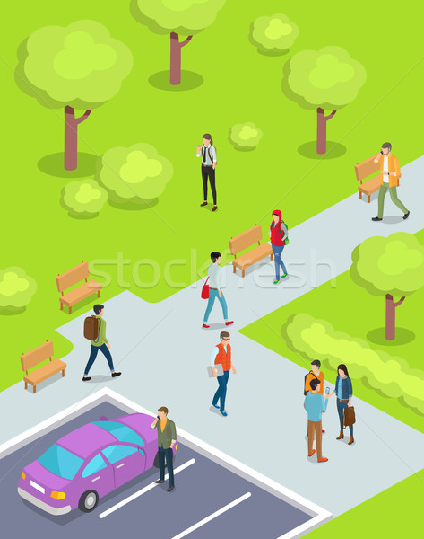 Adolescentes caminando parque Cartoon ilustración adolescentes Foto stock © robuart
